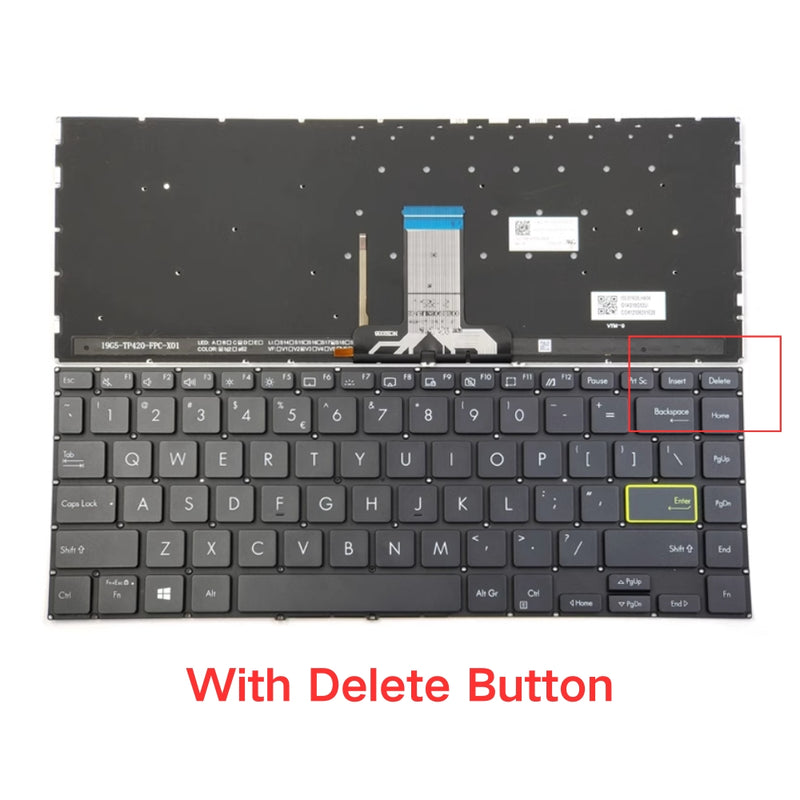 Chargez l&#39;image dans la visionneuse de la galerie, ASUS VivoBook Flip 14 TM420 TM420IA TP420 TP470 - Keyboard With Back Light US Layout Replacement Parts - Polar Tech Australia
