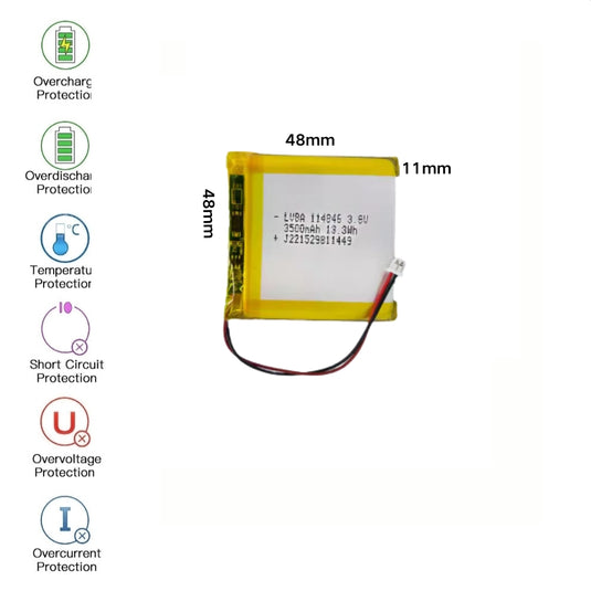 [PH2.0-JST Connector][114846] Universal 3500mAh 3.8V Rechargeable Li-Ion Lithium Polymer Battery - Polar Tech Australia