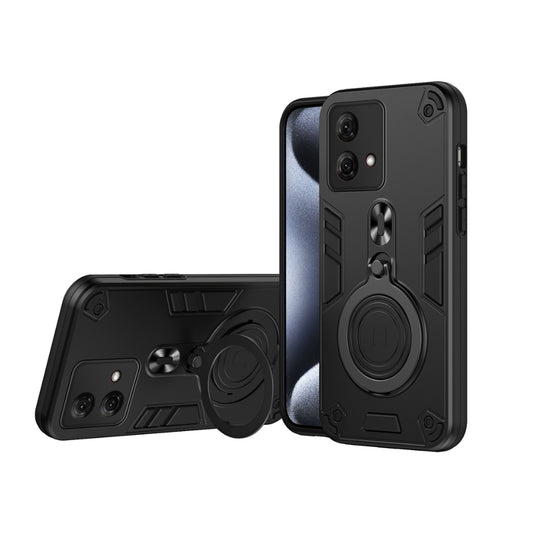 Motorola Moto Edge 50 Pro - Metal Ring 360 Degree Rotating Holder PC Hybrid TPU Phone Case