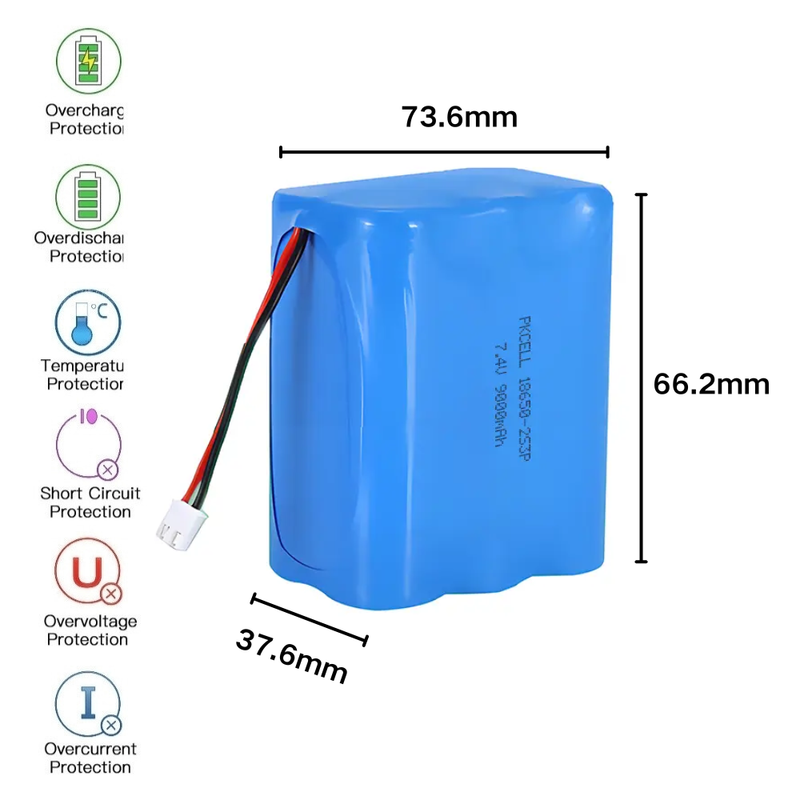 Load image into Gallery viewer, [PH2.0-JST Connector][18650] Universal 9000mAh 7.4V Rechargeable Li-Ion Lithium Polymer Battery - Polar Tech Australia

