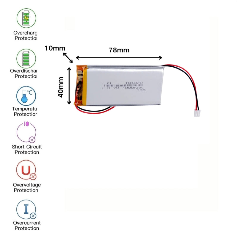 Chargez l&#39;image dans la visionneuse de la galerie, [PH2.0-JST Connector][104078] Universal 4000mAh 3.7V Rechargeable Li-Ion Lithium Polymer Battery - Polar Tech Australia
