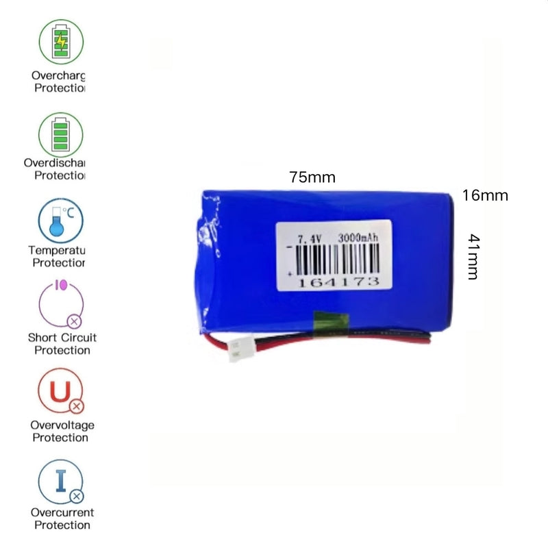 Load image into Gallery viewer, [PH2.0-JST Connector][164173] Universal 3000mAh 7.4V Rechargeable Li-Ion Lithium Polymer Battery - Polar Tech Australia
