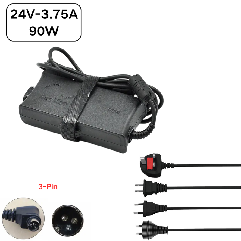 Load image into Gallery viewer, [24V-3.75A/90W][3-Pin] ResMed Res-Med CPAP and BiPAP Machines S9 369102 - AC Power Supply Cord Cable PS Charger Adapter - Polar Tech Australia

