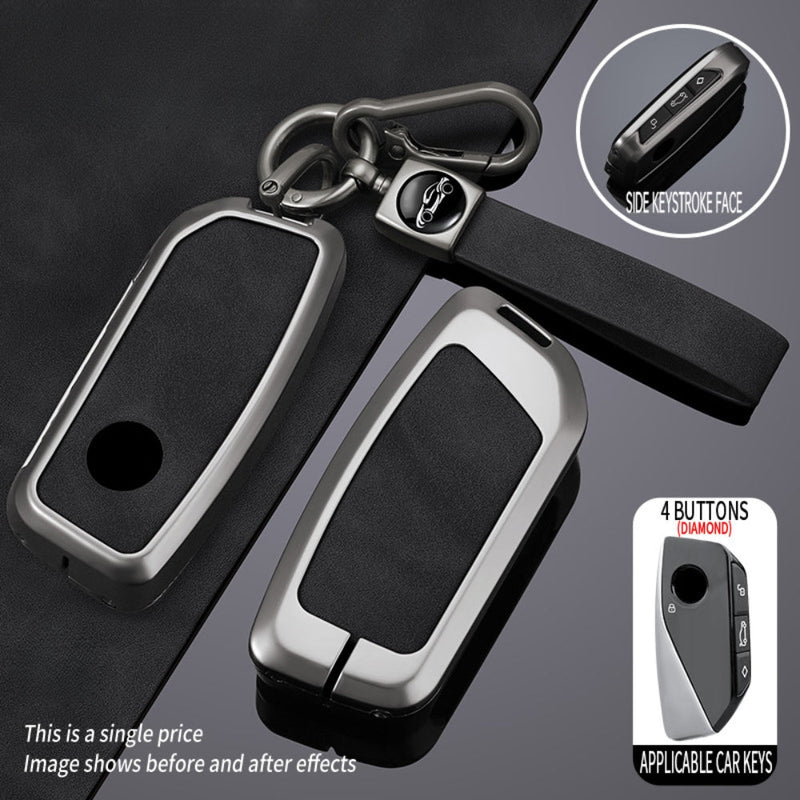Load image into Gallery viewer, BMW Zinc Alloy + Leather Protection Car Key Fob Case Cover For X1, X6, X7, ix1, ix40, ix50
