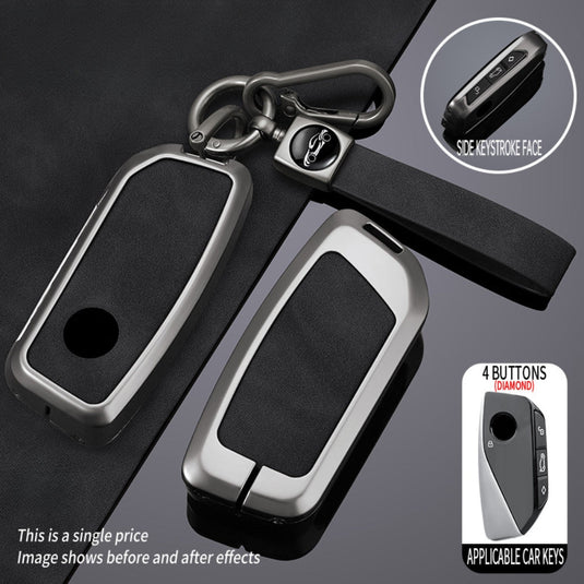 BMW Zinc Alloy + Leather Protection Car Key Fob Case Cover For X1, X6, X7, ix1, ix40, ix50