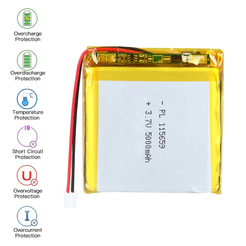 Chargez l&#39;image dans la visionneuse de la galerie, [PH2.0-JST Connector][115659] Universal 5000mAh 3.7V Rechargeable Li-Ion Lithium Polymer Battery - Polar Tech Australia
