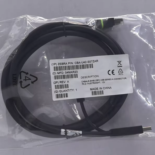[CBA-U42-S07ZAR][With Power Port] Original Genuine Zebra Symbol DS3678-DP LI3608 LI3678 DS3600 DS3608 DS8108 Barcode Scanner Series - USB-A to RJ-45 Interface, 7ft(2.8m) Straight, 12V USB Requires 12V Power Supply Cable