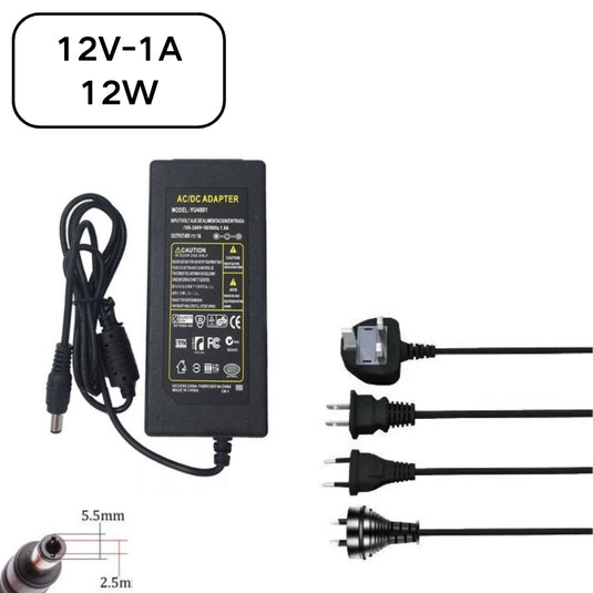 [12V-1A][5.5x2.5] Universal Computer/Monitor/CCTV POE Switch - Power Supply Adapter Wall Charger - Polar Tech Australia