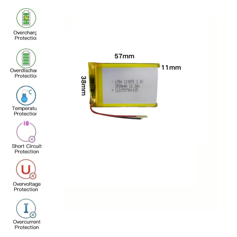 Load image into Gallery viewer, [PH2.0-JST Connector][113855] Universal 3500mAh 3.8V Rechargeable Li-Ion Lithium Polymer Battery - Polar Tech Australia
