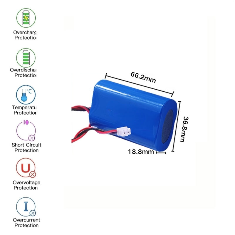 Cargue la imagen en el visor de la galería, [PH2.0-JST Connector][18650] Universal 4400mAh 3.7V Rechargeable Li-Ion Lithium Polymer Battery - Polar Tech Australia
