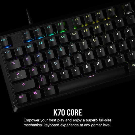 CORSAIR K70 CORE RGB Mechanical Gaming Keyboard - CORSAIR Red Linear Keyswitches - Sound Dampening - Media Control Dial - iCUE Compatible - Polar Tech Australia