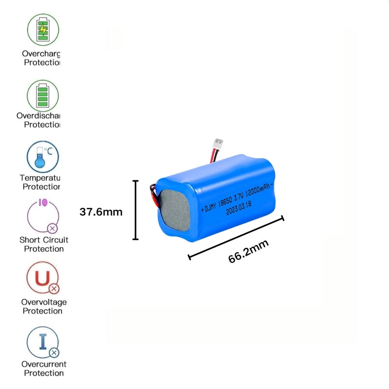 Cargue la imagen en el visor de la galería, [PH2.0-JST Connector][18650] Universal 12000mAh 3.7V Rechargeable Li-Ion Lithium Polymer Battery - Polar Tech Australia
