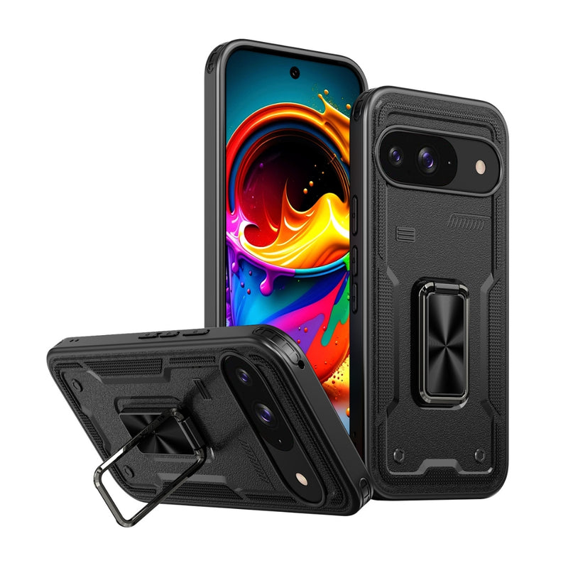 Cargue la imagen en el visor de la galería, Google Pixel 9 / 9 Pro - TPU+PC 2-in-1 Material Shockproof Protective Case with Metal Rotating Stand - Polar Tech Australia
