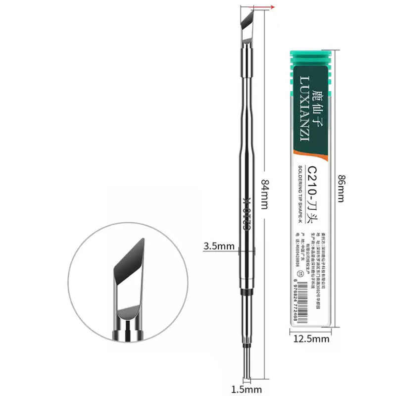 Load image into Gallery viewer, [LXZ924211] C210 Soldering Iron Tip Replacement Compatible with JBC T26 Soldering Station Handle, Soldering Iron, Soldering Bent Tip Knife Head - Polar Tech Australia
