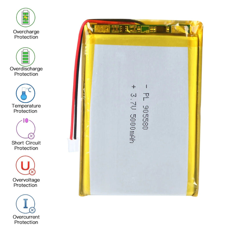 Chargez l&#39;image dans la visionneuse de la galerie, [PH2.0-JST Connector][905580] Universal 5000mAh 3.7V Rechargeable Li-Ion Lithium Polymer Battery - Polar Tech Australia
