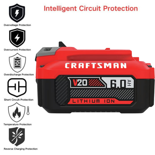 [CMCB206] Genuine Original Craftsman 20V 6.0A - Replacement Electrical Tool Li-ion Battery - Polar Tech Australia