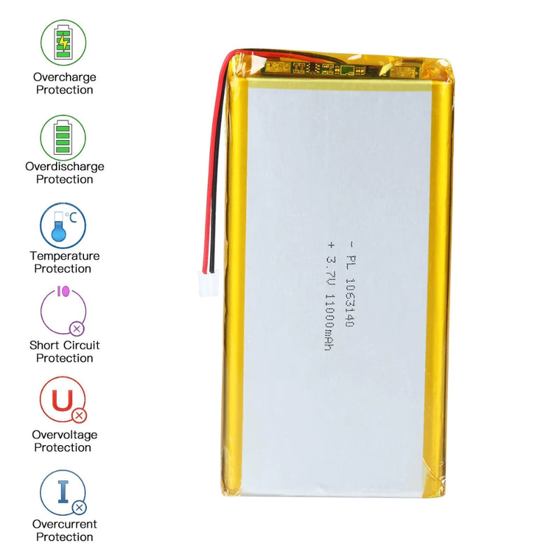 Cargue la imagen en el visor de la galería, [PH2.0-JST Connector][1063140] Universal 11000mAh 3.7V Rechargeable Li-Ion Lithium Polymer Battery - Polar Tech Australia
