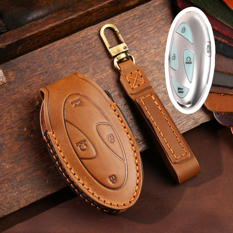 Load image into Gallery viewer, Hyundai Handcrafted Genuine Leather Car Key Fob Protective Case Cover For Ionic 6, Kona EV, Grandeur GN7
