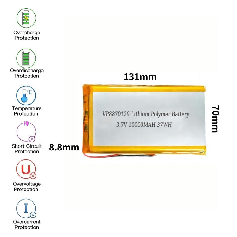 Cargue la imagen en el visor de la galería, [PH2.0-JST Connector][8870129] Universal 10000mAh 3.7V Rechargeable Li-Ion Lithium Polymer Battery - Polar Tech Australia
