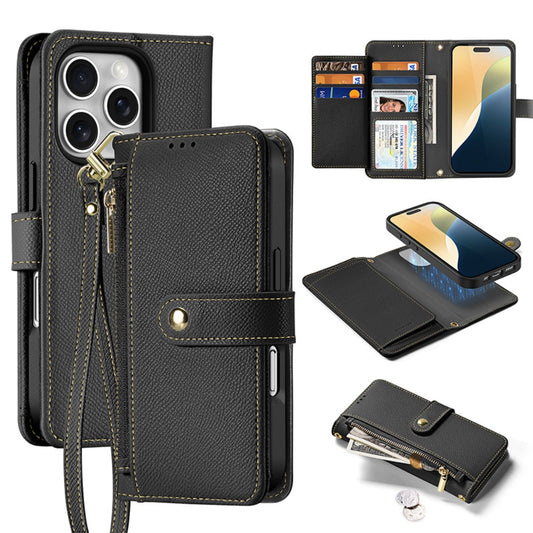 [Detachable][With Card Slot] Apple iPhone 17 - Detachable Magnetic Genuine Leather Wallet Case
