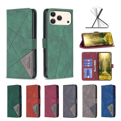 Apple iPhone 17 - Rhombus Texture Magnetic Leather Phone Case
