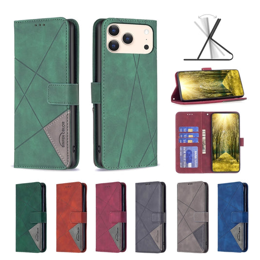 Apple iPhone 17 - Rhombus Texture Magnetic Leather Phone Case