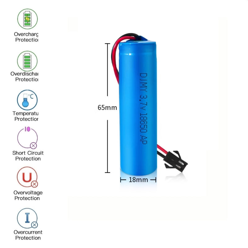 Chargez l&#39;image dans la visionneuse de la galerie, [JST SM 2 Pin Connector][18650] Universal 3000mAh 3.7V Rechargeable Li-Ion Lithium Polymer Battery - Polar Tech Australia
