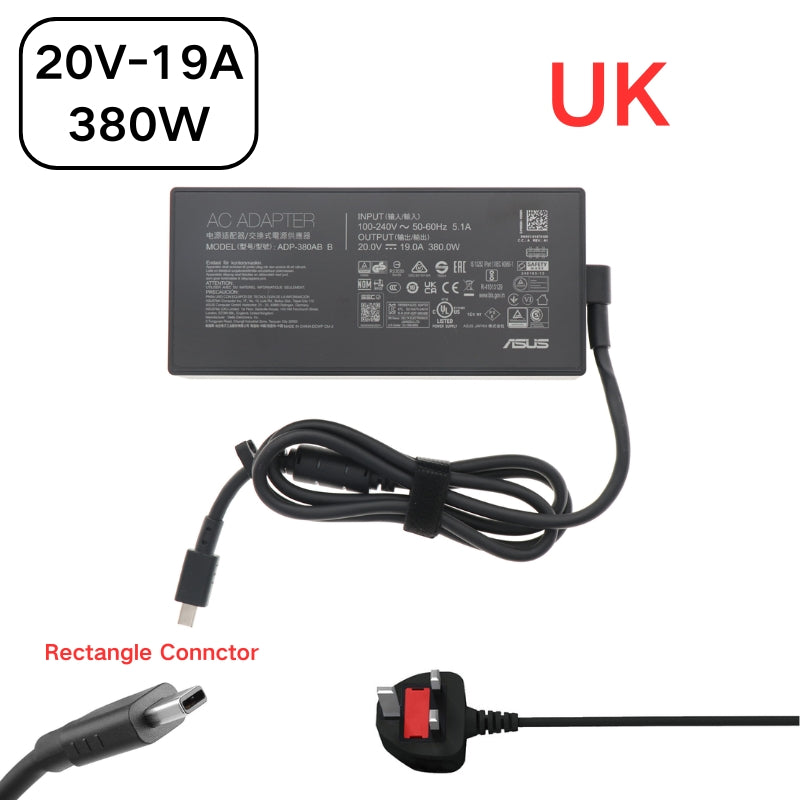 Chargez l&#39;image dans la visionneuse de la galerie, [20V-19A/380W][Rectangle Connctor] ASUS Asus ROG Strix G18 G815 G815LW / ROG Strix Scar 18 G835 G835LW G835LX Series - Laptop AC Power Supply Adapter Charger
