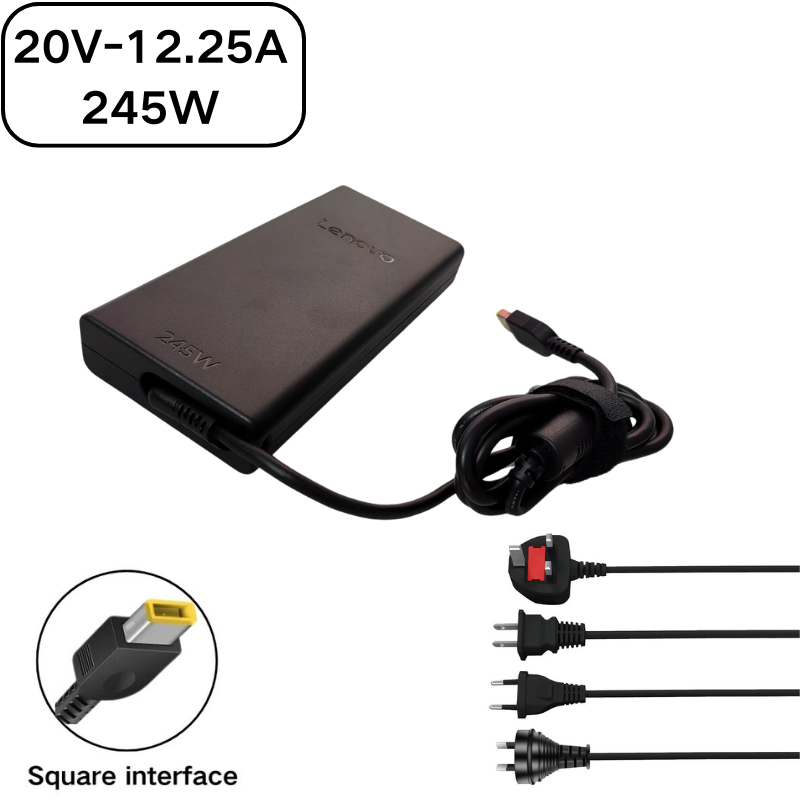 Cargue la imagen en el visor de la galería, [20V-12.25A/245W][Yellow Square Slim Tip][Slim GaN] Lenovo Legion Pro 5 16IAX10 / Legion 5 15IRX10 / LOQ 17IRX10 2025 Gaming Series - Laptop AC Power Supply Adapter Charger
