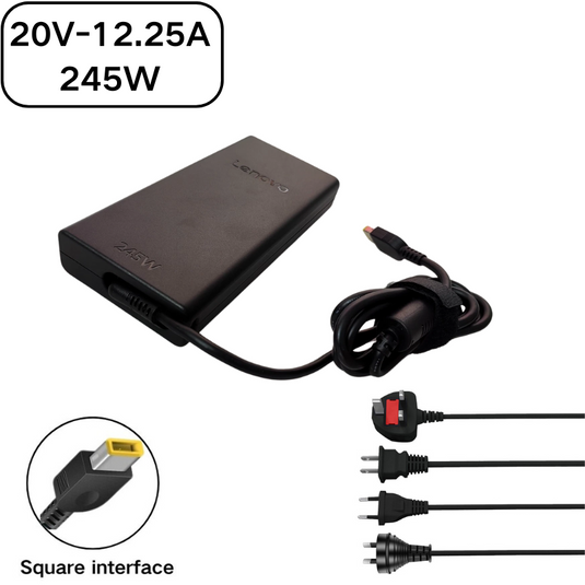 [20V-12.25A/245W][Yellow Square Slim Tip][Slim GaN] Lenovo Legion Pro 5 16IAX10 / Legion 5 15IRX10 / LOQ 17IRX10 2025 Gaming Series - Laptop AC Power Supply Adapter Charger