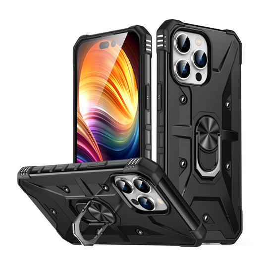 Apple iPhone 15 Plus - Heavy Duty Armor Case With Ring Holder Stand