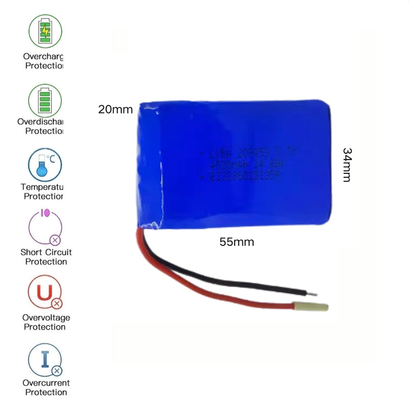 Cargue la imagen en el visor de la galería, [PH2.0-JST Connector][203453] Universal 4000mAh 3.7V Rechargeable Li-Ion Lithium Polymer Battery - Polar Tech Australia
