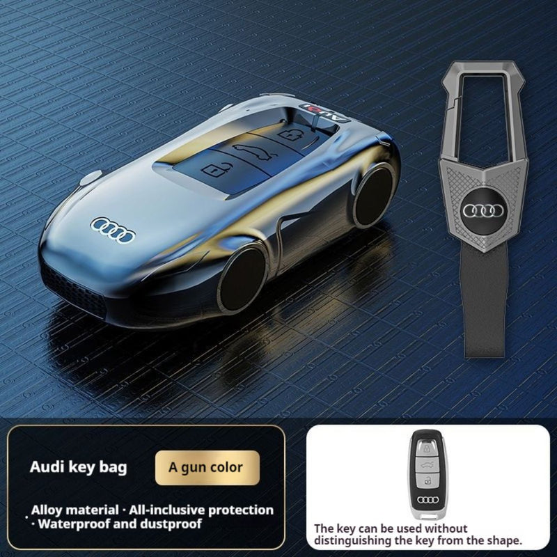 Load image into Gallery viewer, Audi Zinc Alloy Silicone Car Key Fob Case Cover For A3, A4, A5, A6, A8, Q2, Q5, Q7, Q8, e-tron
