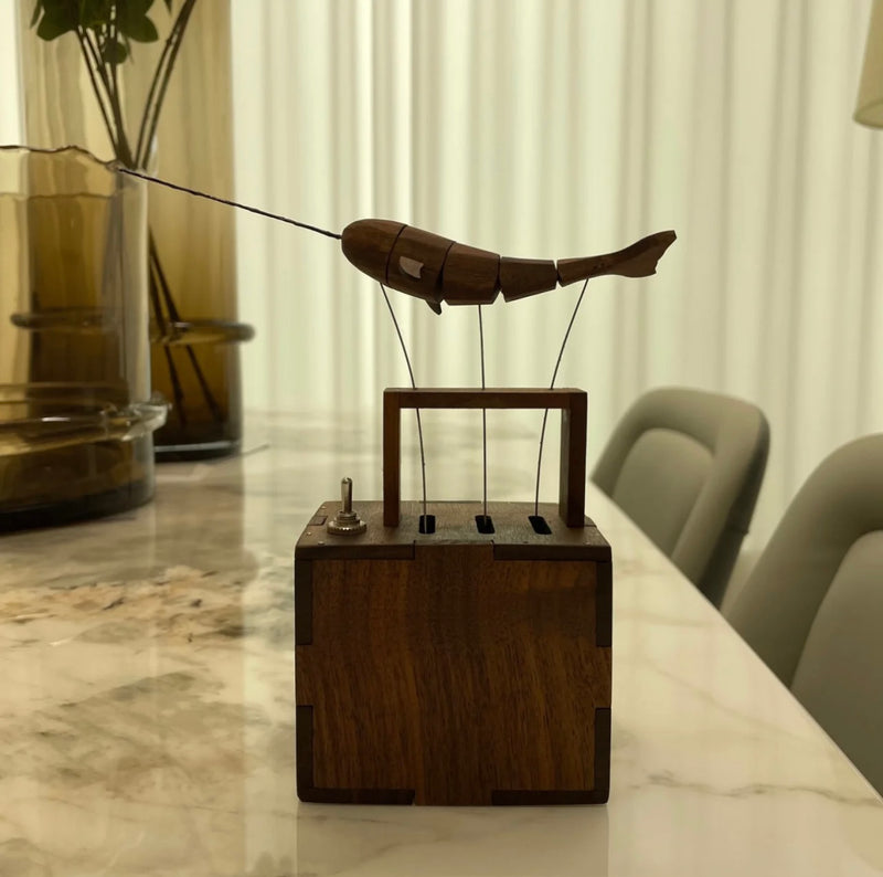 Cargue la imagen en el visor de la galería, Wooden Whale, Automata Whale, Narwhal Music Box, Mechanical Whale, Ornament, Wood art, Statue, Sculpture, Home Decor, Woodcarving, Handmade
