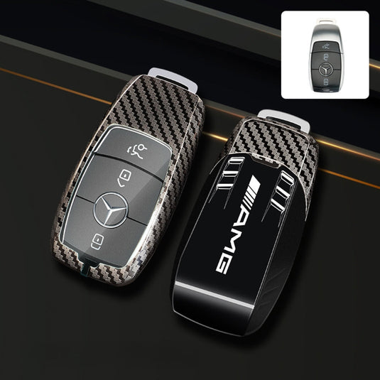 Mercedes Benz Carbon Fiber Metal Protective Car Key Fob Case Cover For Benz A, B, C, E, GLC, GLE