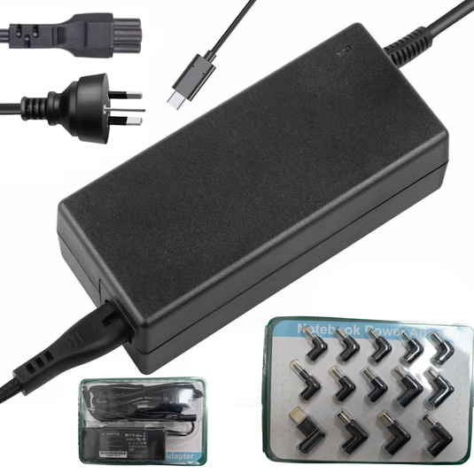 [15 Tips With Type-C To 5.5*2.5MM Cable][Max 100W][AU Plug] Universal HP Dell ASUS Acer Toshiba Fujitsu AC Power Adapter Laptop Charger