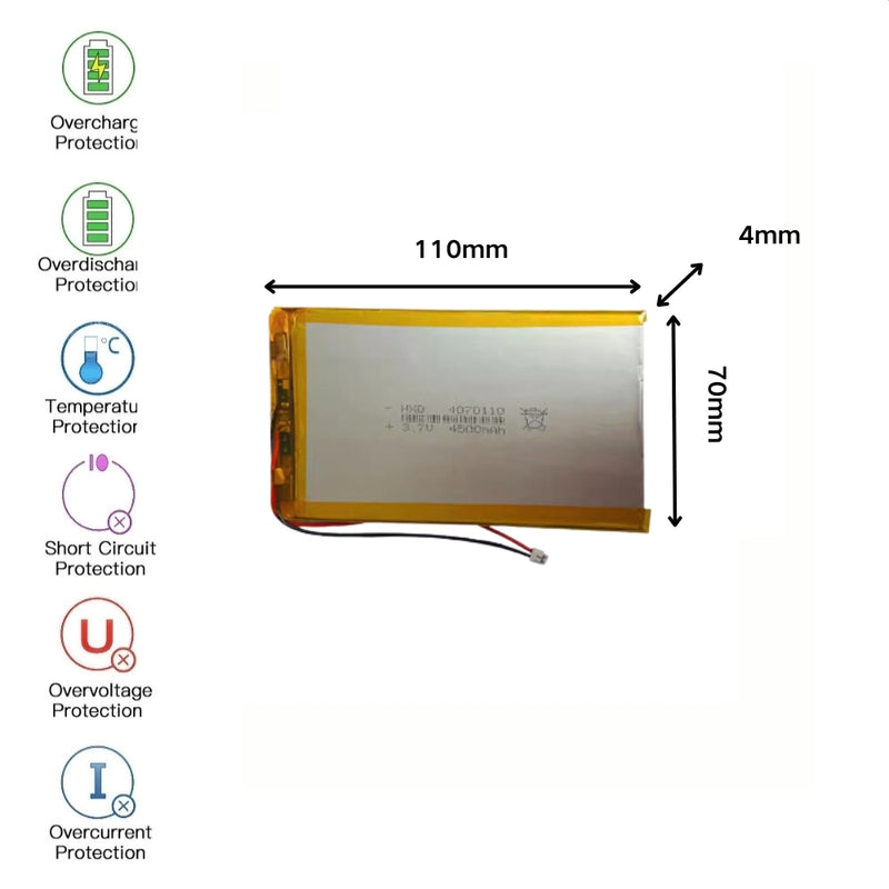 Cargue la imagen en el visor de la galería, [PH2.0-JST Connector][4070110] Universal 4500mAh 3.7V Rechargeable Li-Ion Lithium Polymer Battery - Polar Tech Australia
