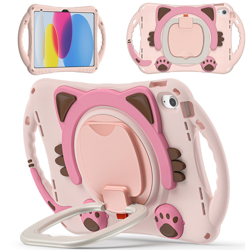 Load image into Gallery viewer, Apple 10th 2022 10.9“ EVA Kid Friendly Cat Style Heavy Duty Case with Handle Stand Ring - Polar Tech Australia
