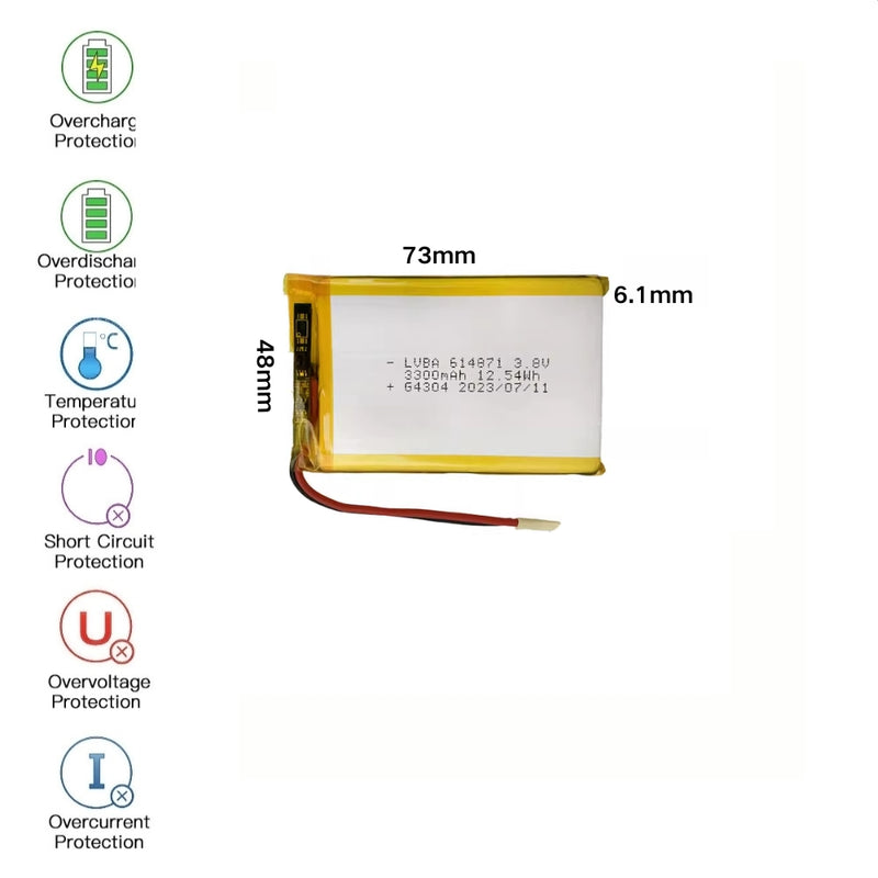 Load image into Gallery viewer, [PH2.0-JST Connector][614871] Universal 3300mAh 3.8V Rechargeable Li-Ion Lithium Polymer Battery - Polar Tech Australia
