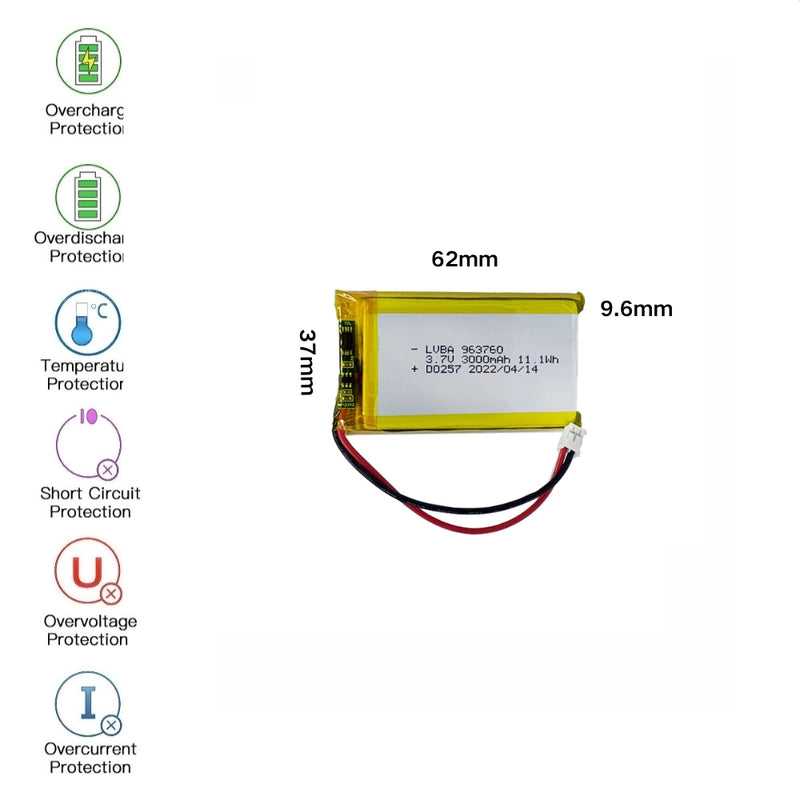Cargue la imagen en el visor de la galería, [PH2.0-JST Connector][963760] Universal 3000mAh 3.7V Rechargeable Li-Ion Lithium Polymer Battery - Polar Tech Australia
