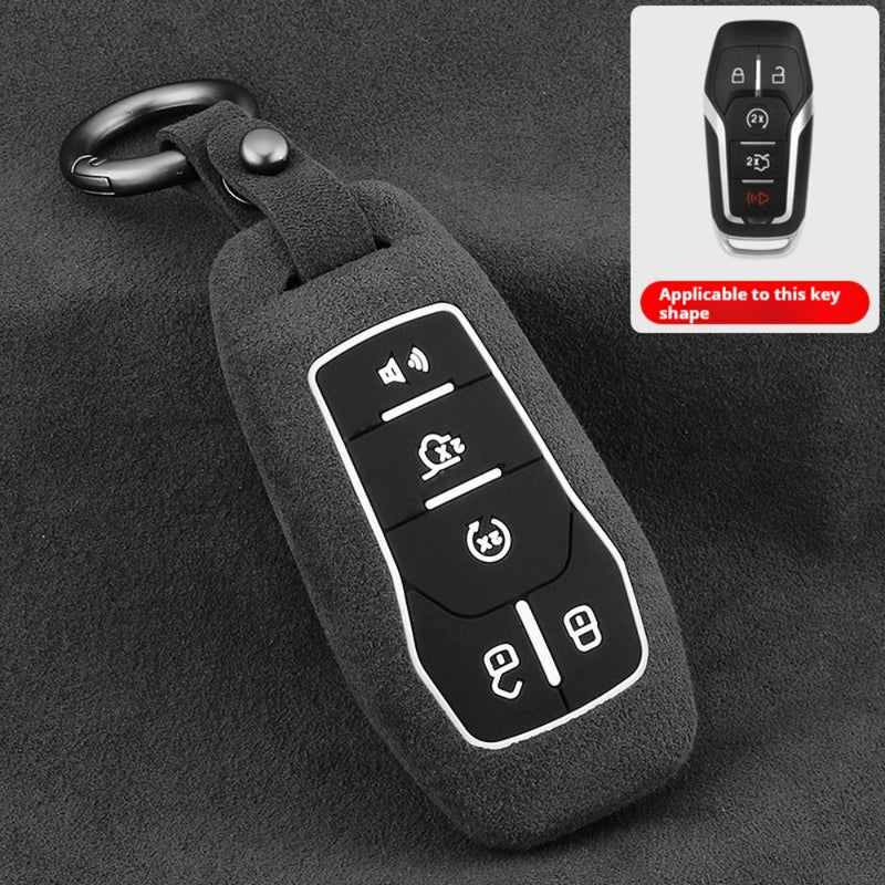 Chargez l&#39;image dans la visionneuse de la galerie, Ford High-Quality Suede Car Key Fob Protective Case Cover For Fusion, Mondeo, Mustang, Explorer, Edge, EcoSport
