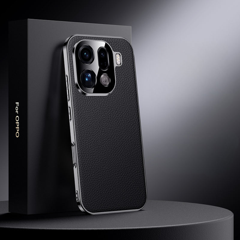 Cargue la imagen en el visor de la galería, OPPO Find X9 - Electroplated Genuine Leather Pebbled Case
