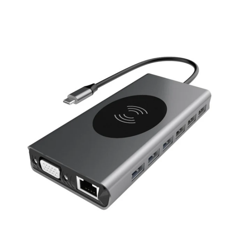 Load image into Gallery viewer, [15-in-1][BX15W] USB-C Hub Docking Station with Wireless Charging, 4K HDMI, Gigabit Ethernet, 100W PD Fast Charging

