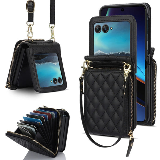 [With Shoulder Strap] [With Card Slot] Motorola Razr 50/Ultra - PU leather Crossbody Wallet Style Shockproof Phone Case - Polar Tech Australia