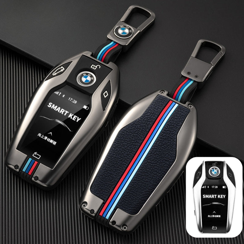 Cargue la imagen en el visor de la galería, BMW Metal Shell &amp; Soft Silicone Full Protection Car Key Fob Case Cover For 5, 6, 7 Series, X3, X5, X6, X7

