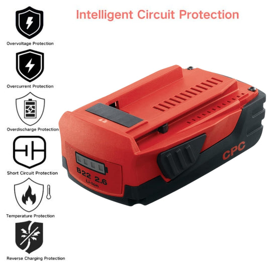Genuine Original Hilti B22 22V/2.6A - Replacement Electrical Tool Li-ion Battery - Polar Tech Australia
