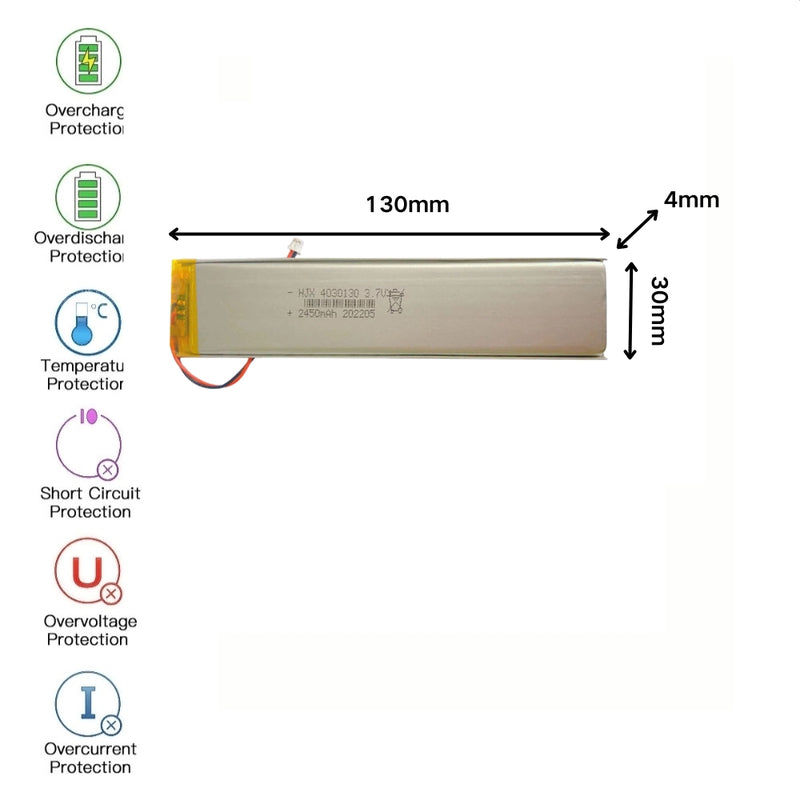 Chargez l&#39;image dans la visionneuse de la galerie, [PH2.0-JST Connector][4030130] Universal 2450mAh 3.7V Rechargeable Li-Ion Lithium Polymer Battery - Polar Tech Australia
