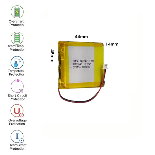 [PH2.0-JST Connector][144542] Universal 4000mAh 3.8V Rechargeable Li-Ion Lithium Polymer Battery - Polar Tech Australia