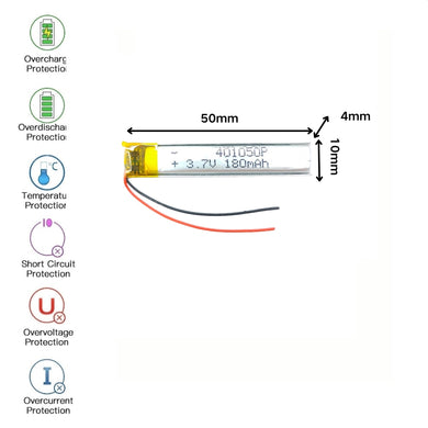 [PH2.0-JST Connector][401050] Universal 160mAh 3.7V Rechargeable Li-Ion Lithium Polymer Battery - Polar Tech Australia