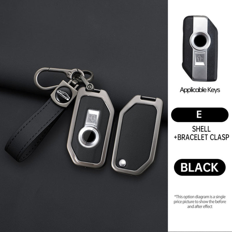 Load image into Gallery viewer, BMW Motorcycle Zinc Alloy + Leather Protection Car Key Fob Case Cover For R1200GS, R1250GS, R1200RT, K1600, K1600B
